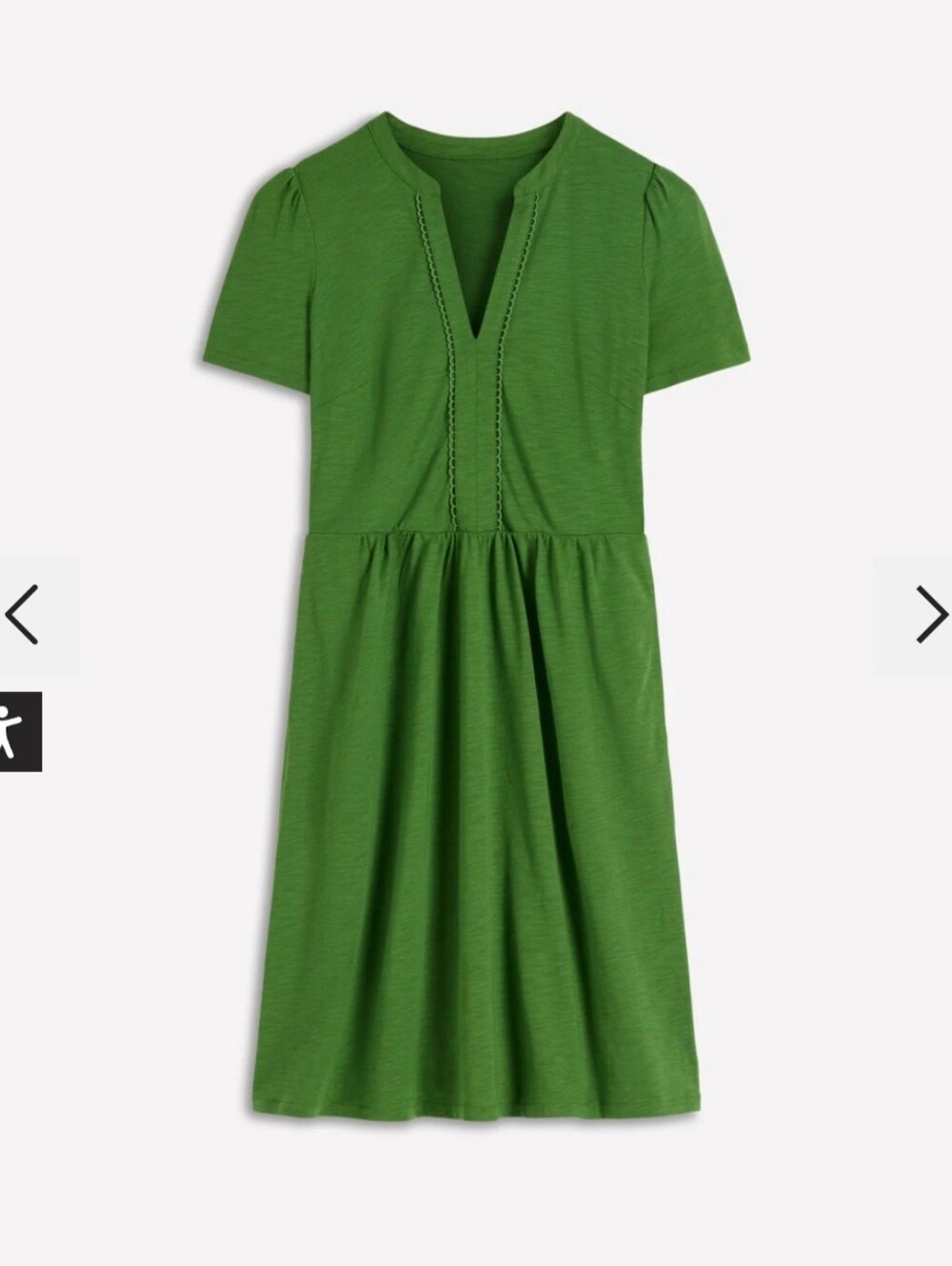 Boden Naomi Green V-Neck Short Sleeve Jersey Dress Pockets Knee 4R Length - Picture 5 of 14